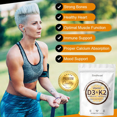 Vitamin D3 Con K210000 IU180 Virgin Coconut Oil Softgels,2 in 1Vitamins SupplementD&K (IncludeMK7), Easy to Swallow, vitamin d