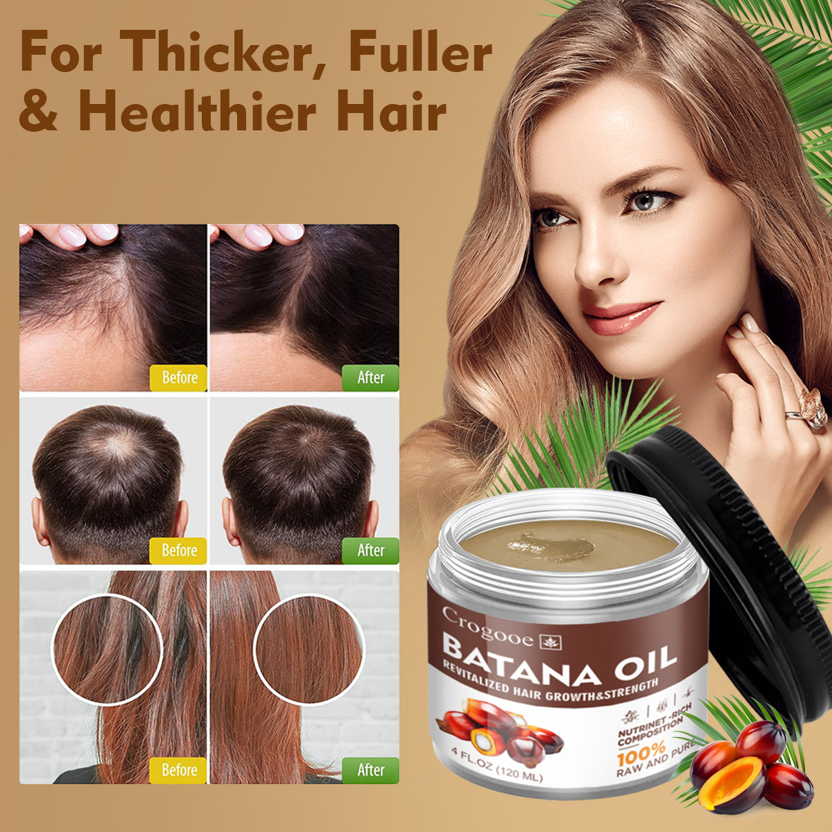 Raw Batana Oil for Hair Growth: All Natural Batana Oil from Honduras Prevent Hair Loss and Enhances Hair Thickness for Men & Women  Hair Care  Hair Growth And hair care, Enhances Hair Color