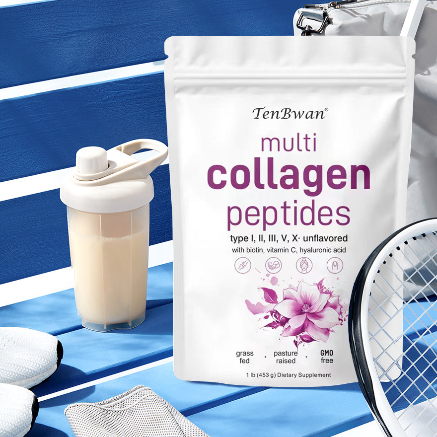 Multi Collagen Peptide Powder- Hydrolyzed Protein Peptides Advanced with Hyaluronic Acid,Biotin & Vitamin C - Unflavored collagen drink