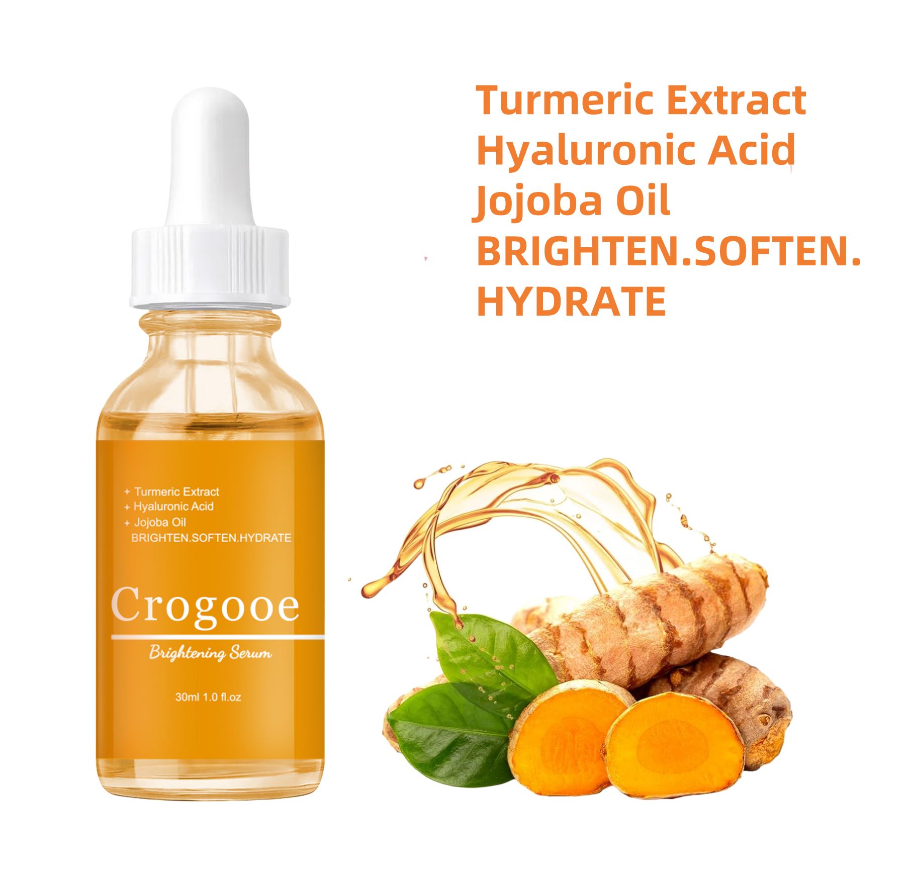 Crogooe Brightening TurmericHyaluronic Acid Serum-Brighten & Hydrates Hydrating Moisture