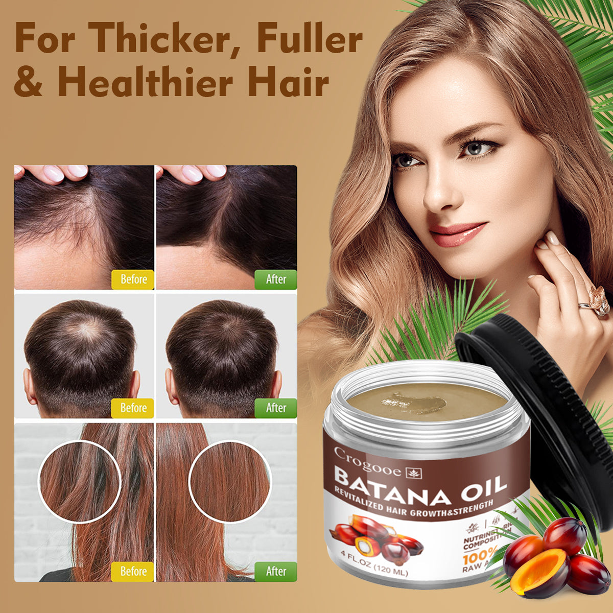 Raw Batana Oil for Hair Growth: All Natural Batana Oil from Honduras Prevent Hair Loss and Enhances Hair Thickness for Men & Women  Hair Care  Hair Growth And hair care, Enhances Hair Color