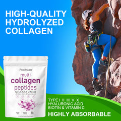 Multi Collagen Peptide Powder- Hydrolyzed Protein Peptides Advanced with Hyaluronic Acid,Biotin & Vitamin C - Unflavored collagen drink