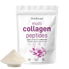Multi Collagen Peptide Powder- Hydrolyzed Protein Peptides Advanced with Hyaluronic Acid,Biotin & Vitamin C - Unflavored collagen drink